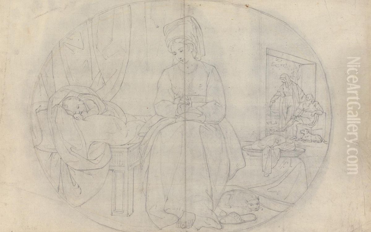 Artist's Wife and Child Oil Painting by Benjamin West