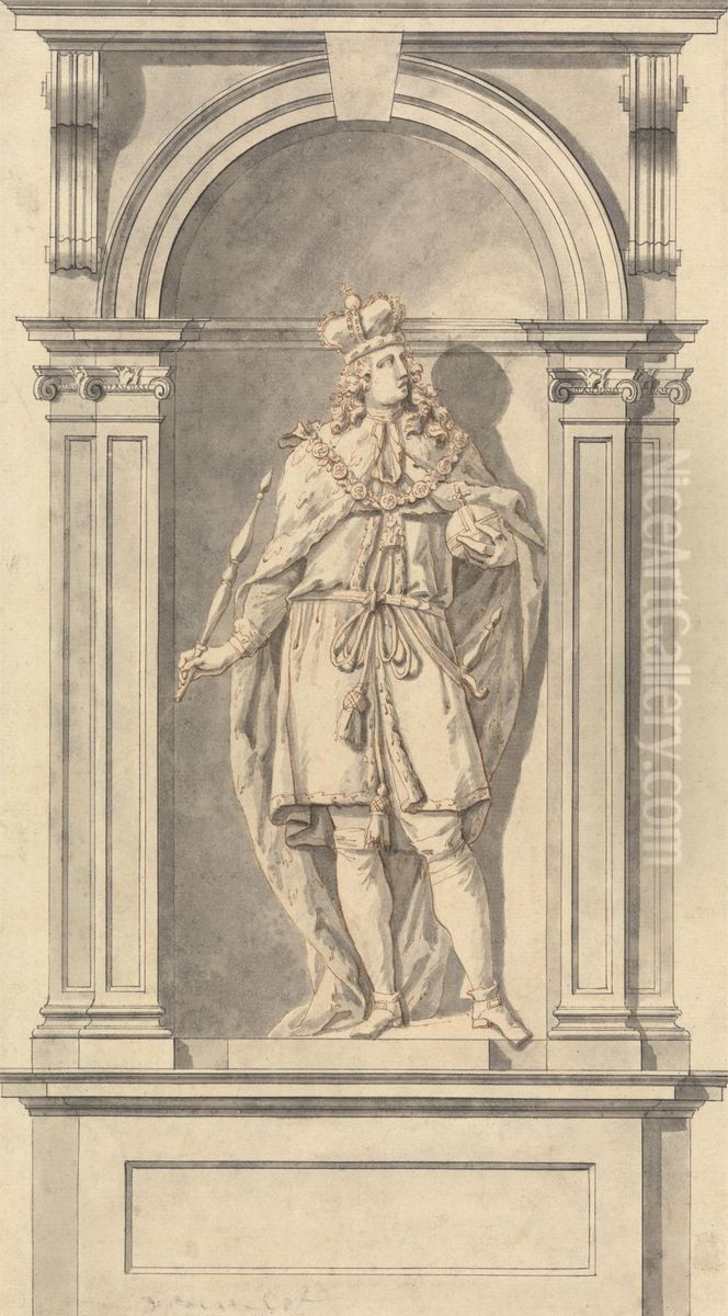 Design for a Royal Monument Oil Painting by Hubert-Francois Gravelot