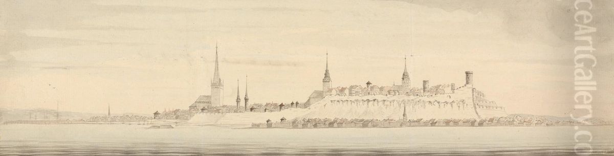 View of Revel, Capital of Esthonia Oil Painting by Nicholas Pocock