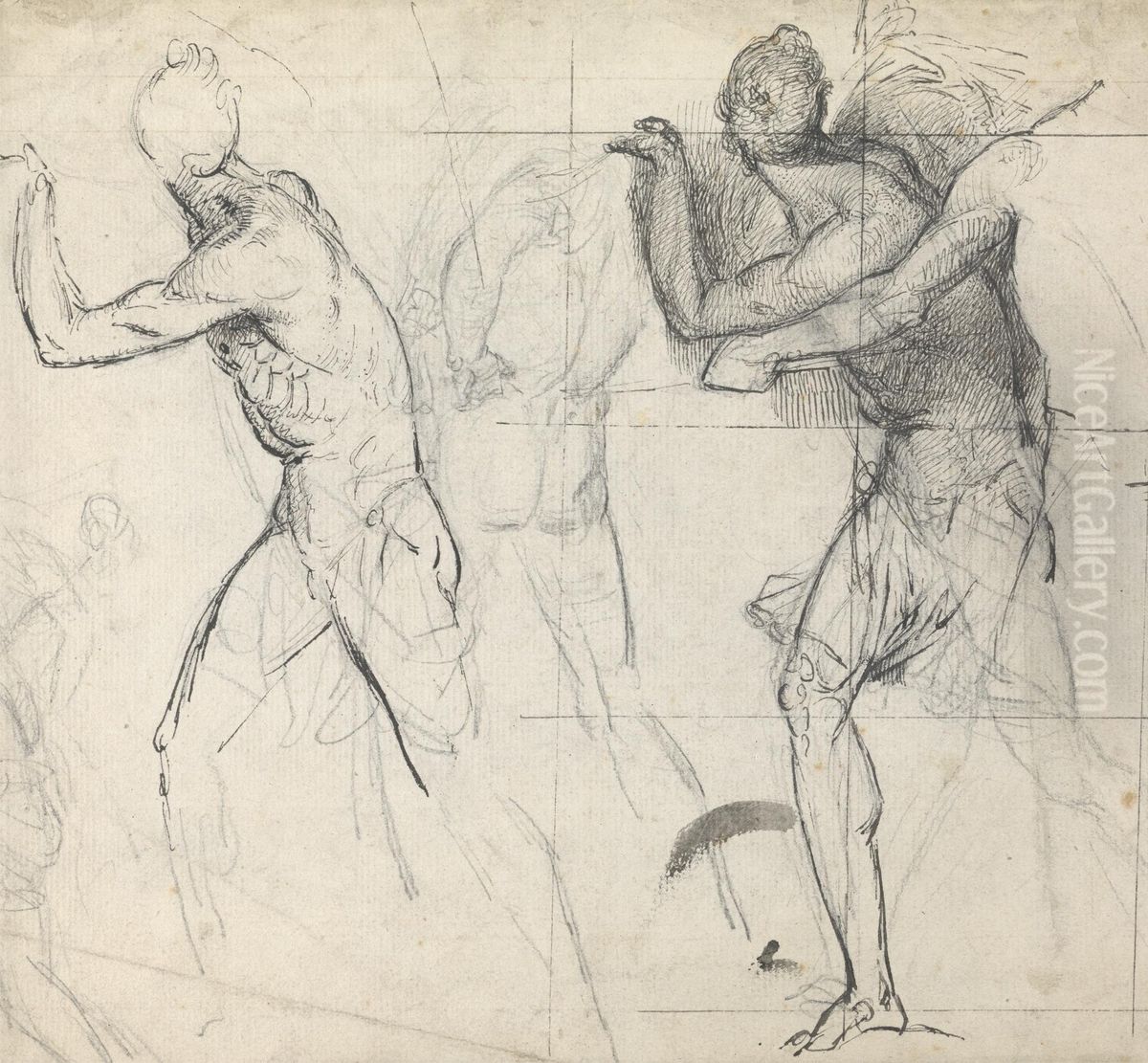 Sketch of Classical Figures in Action Oil Painting by Thomas Stothard