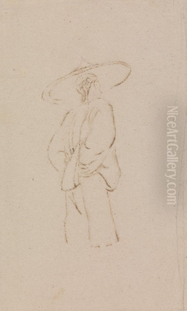 Five Figure Sketches on One Mount Oil Painting by George Chinnery