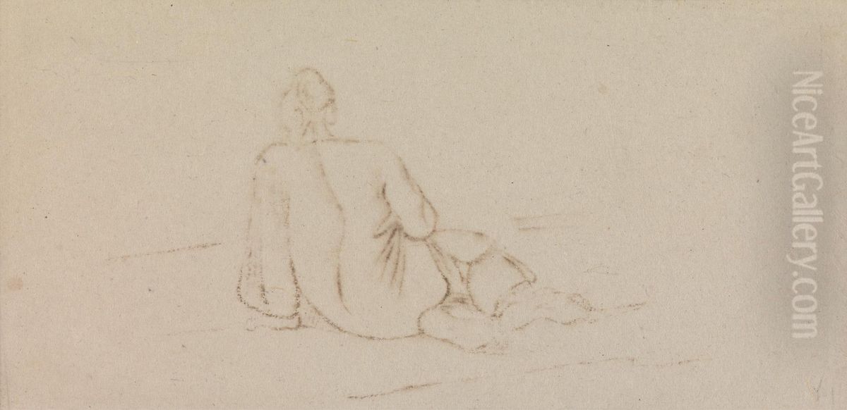 Five Figure Sketches on One Mount Oil Painting by George Chinnery