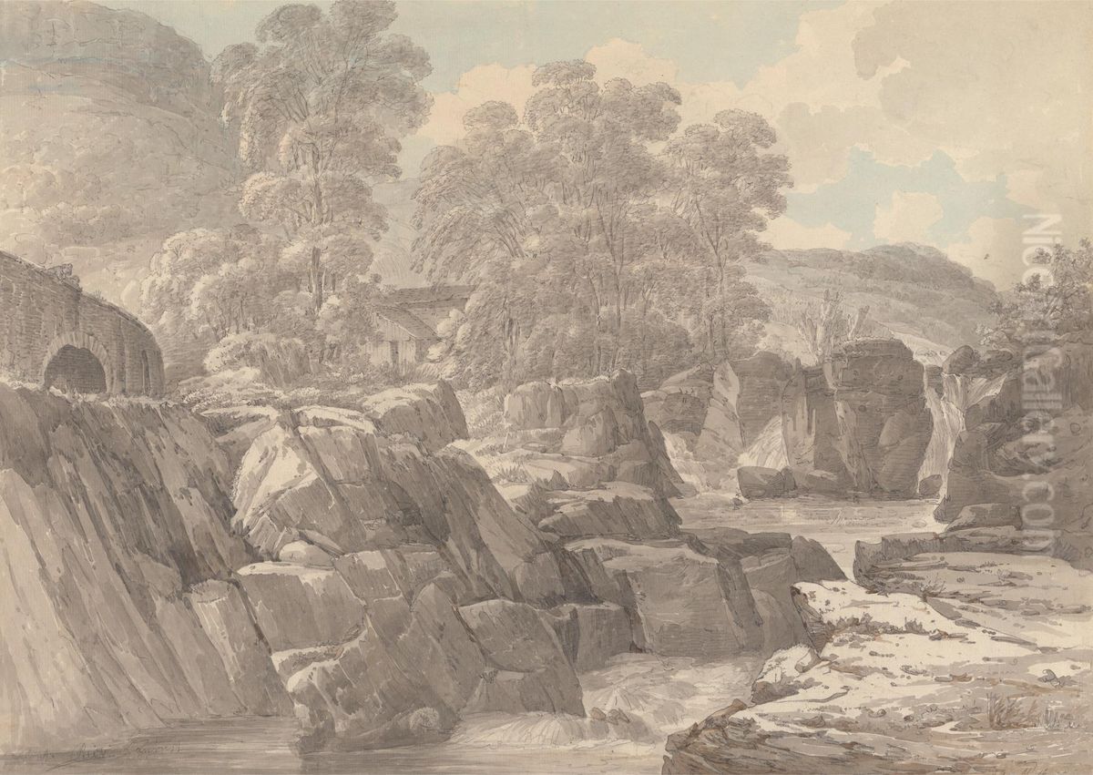 Pont-y-Pair on the River Llugwy near Betws-y-Coed, Denbigh Oil Painting by John Webber
