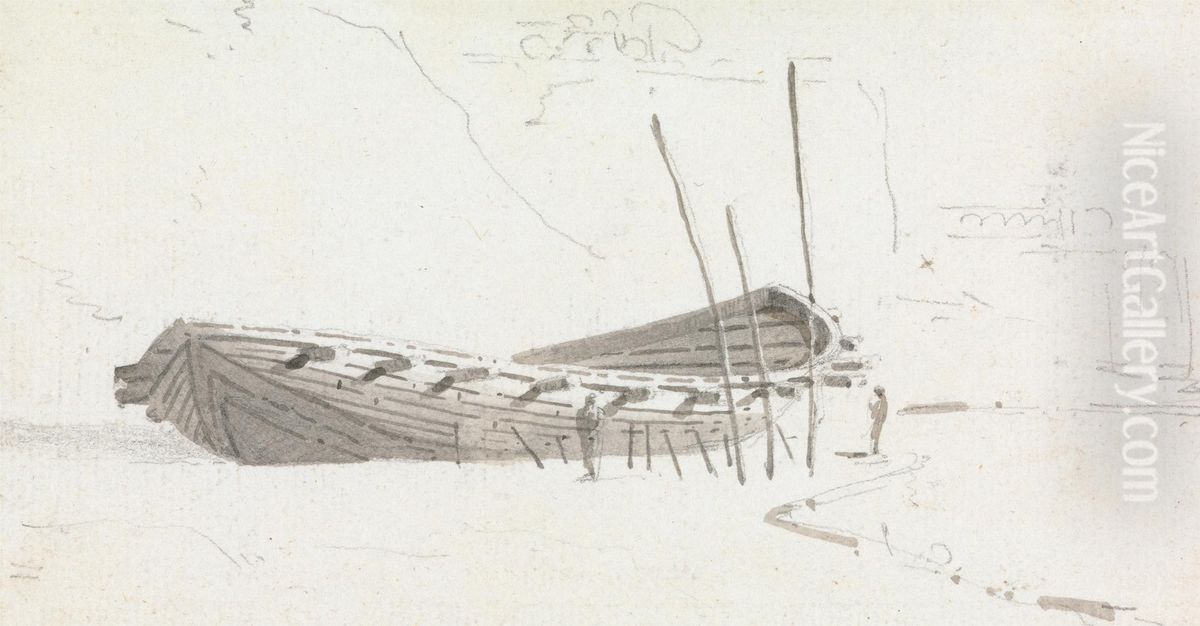 Hull of a Boat on Shore Oil Painting by Thomas Daniell