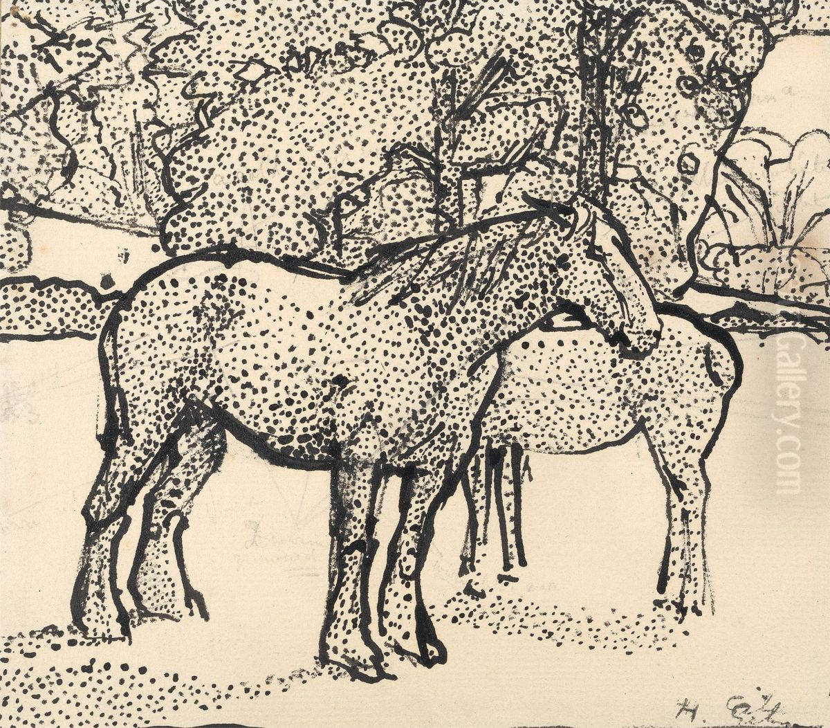 Two Horses Oil Painting by Harold Gilman