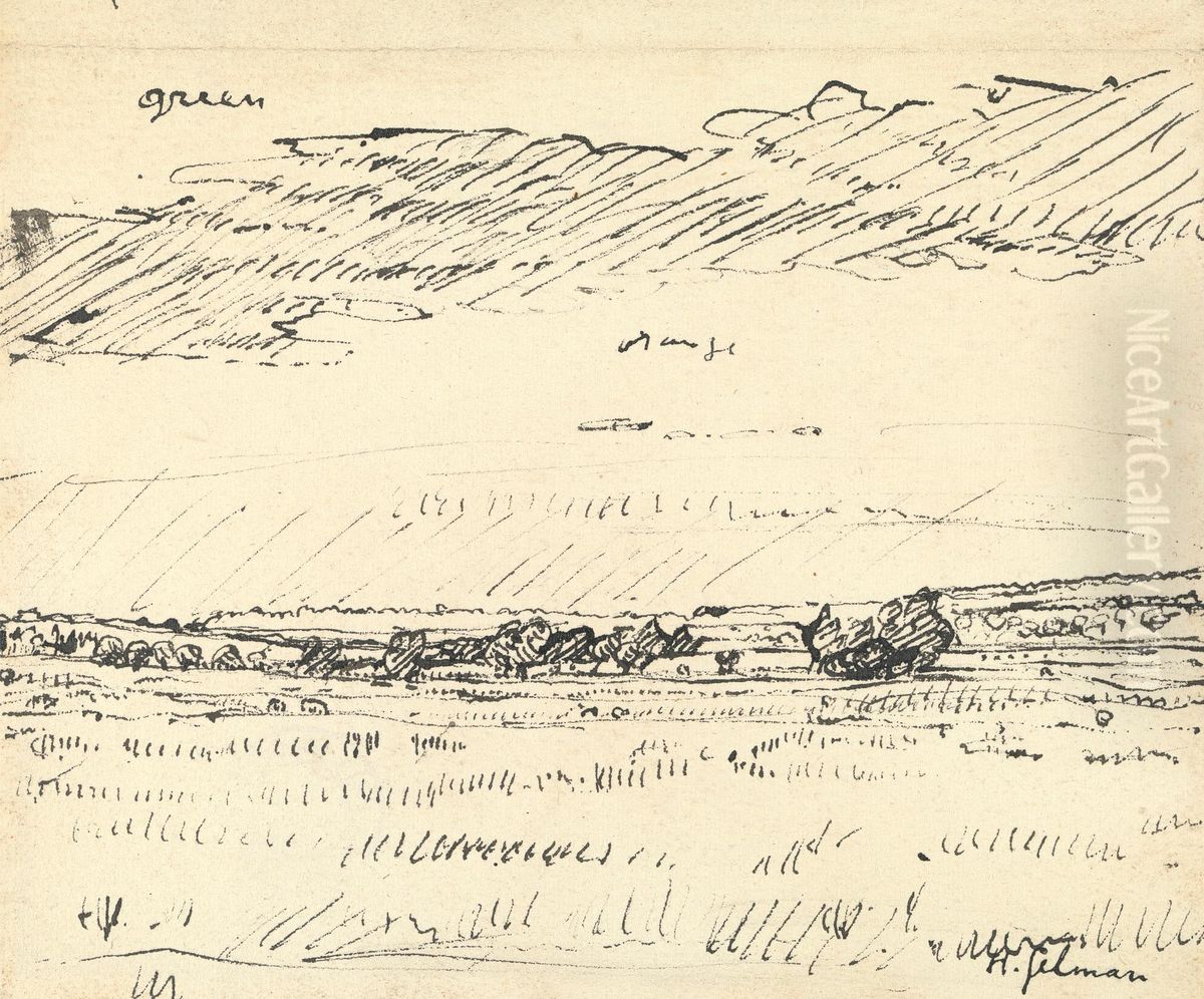 Romney Marsh Oil Painting by Harold Gilman