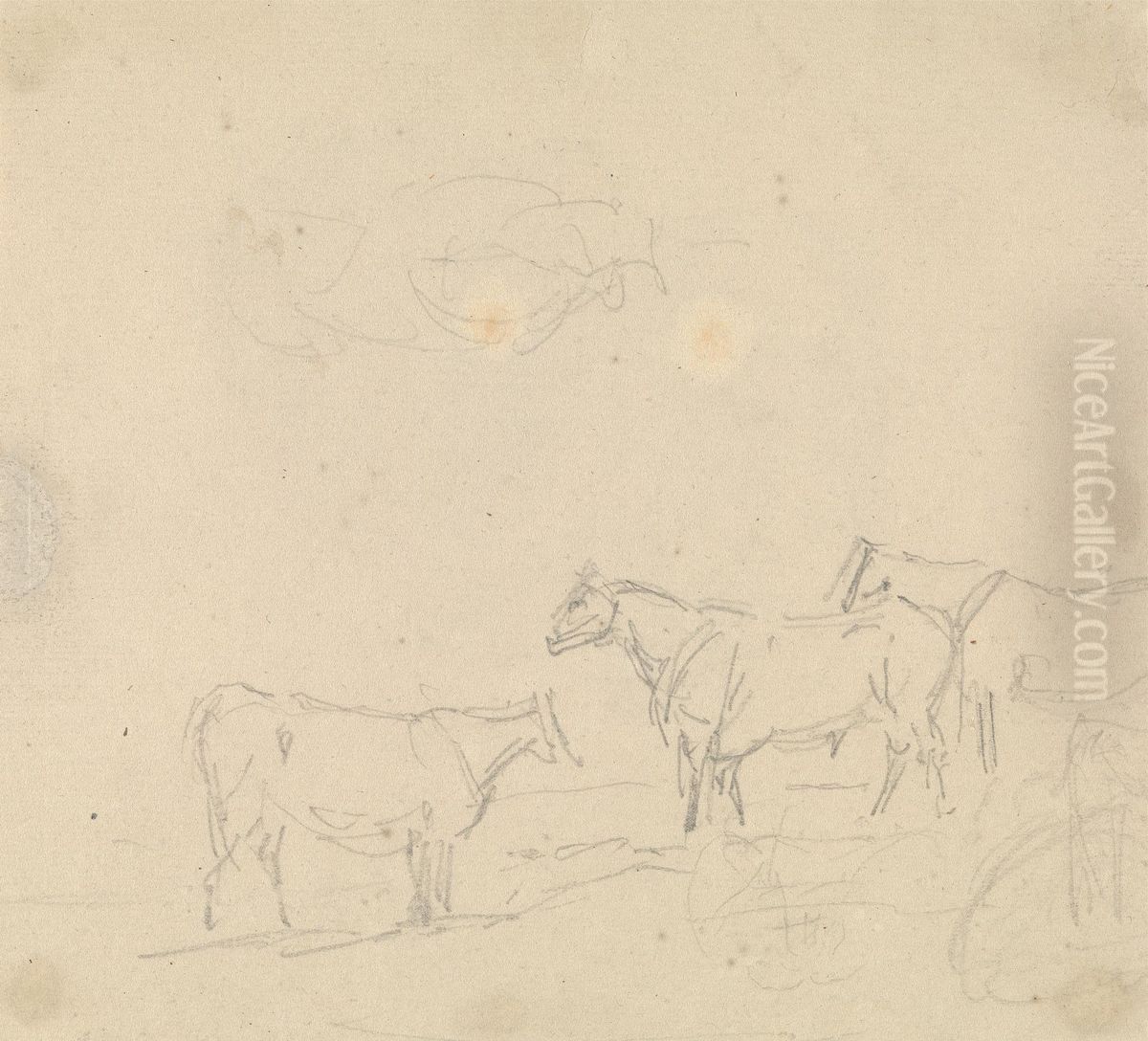 Study of Cattle Oil Painting by Sawrey Gilpin