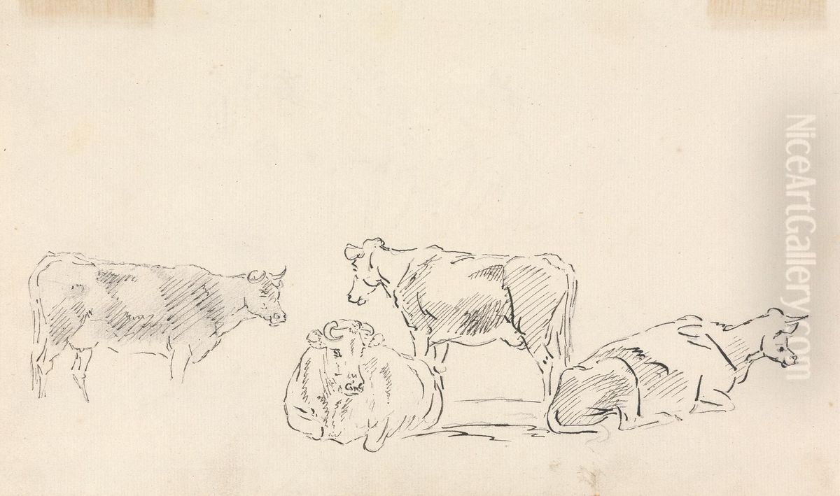 Study of Cattle Oil Painting by Sawrey Gilpin