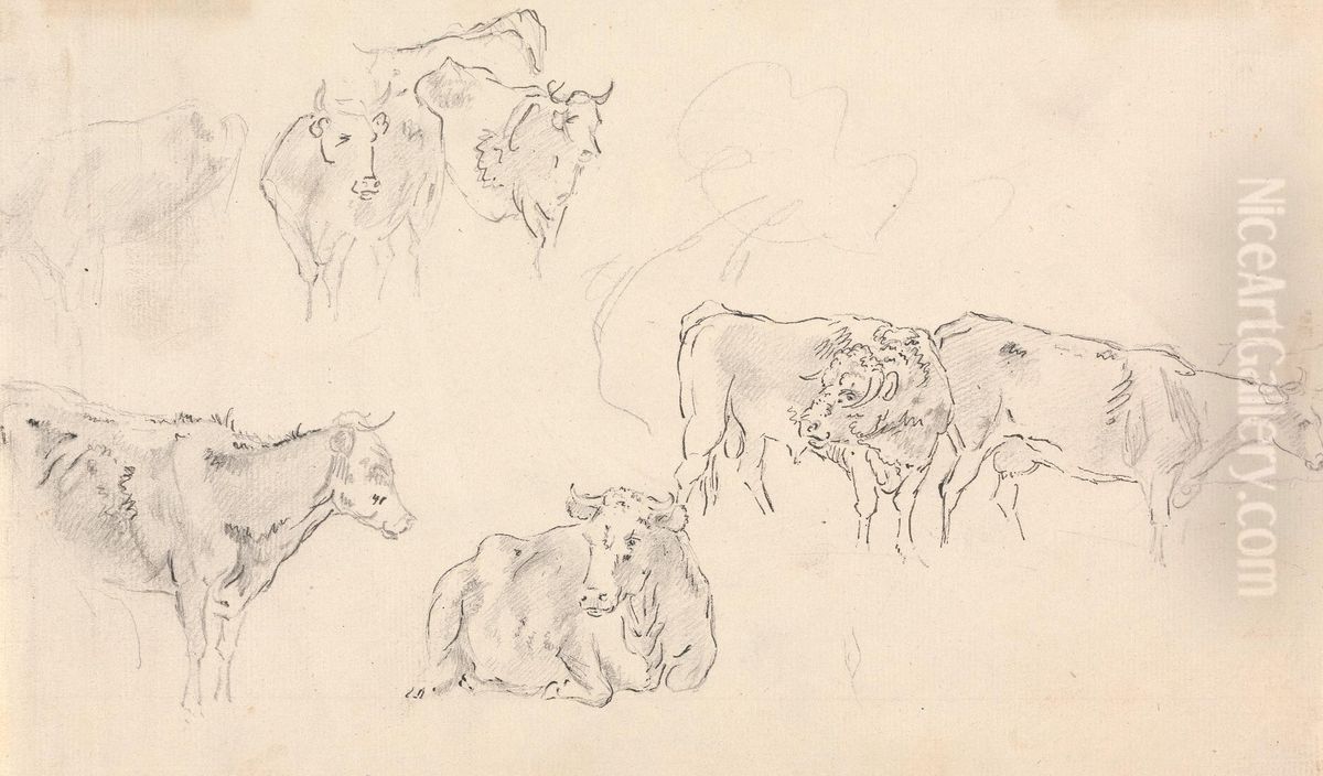 Cows with Bull in the Foreground Oil Painting by Sawrey Gilpin