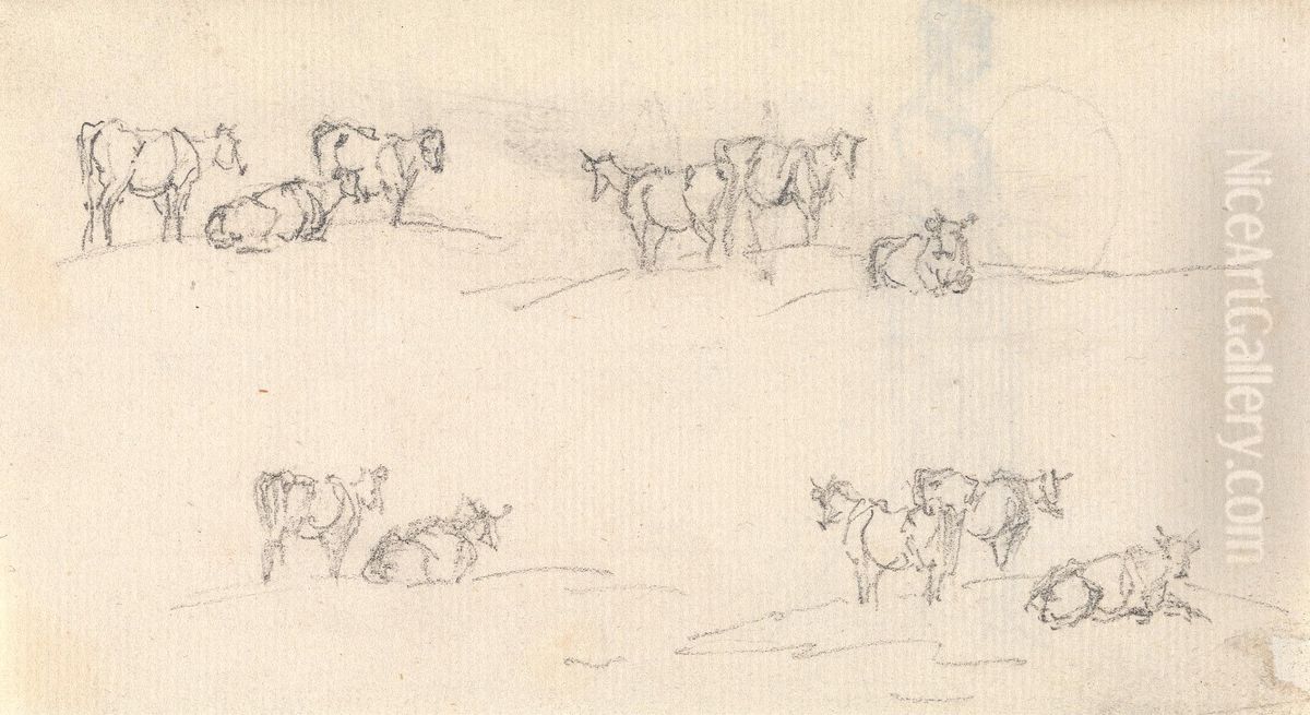 Studies of a Cattle Oil Painting by Sawrey Gilpin