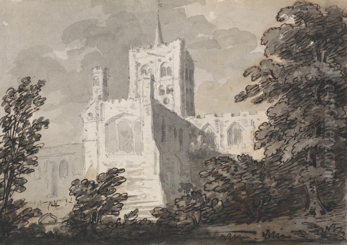Abbey Church at St. Albans Oil Painting by Sir George Beaumont, 7th Baronet