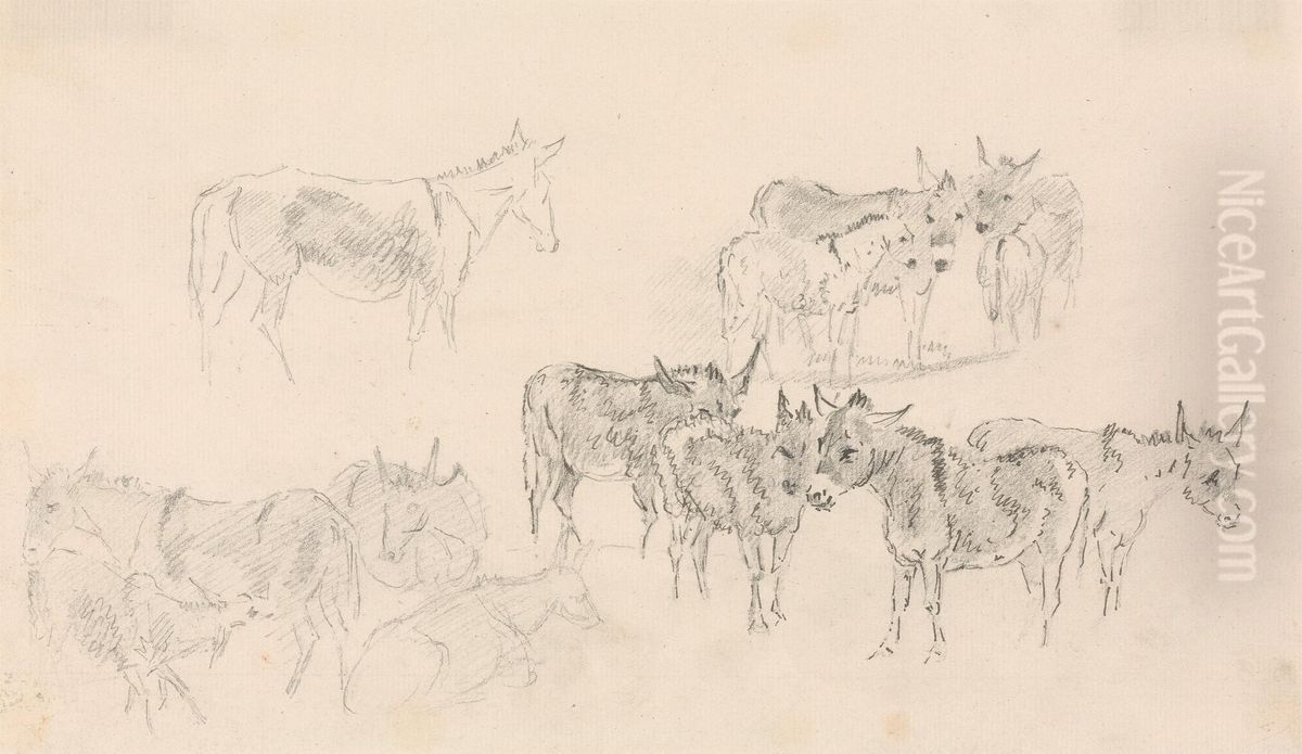 Studies of Donkeys Oil Painting by Sawrey Gilpin