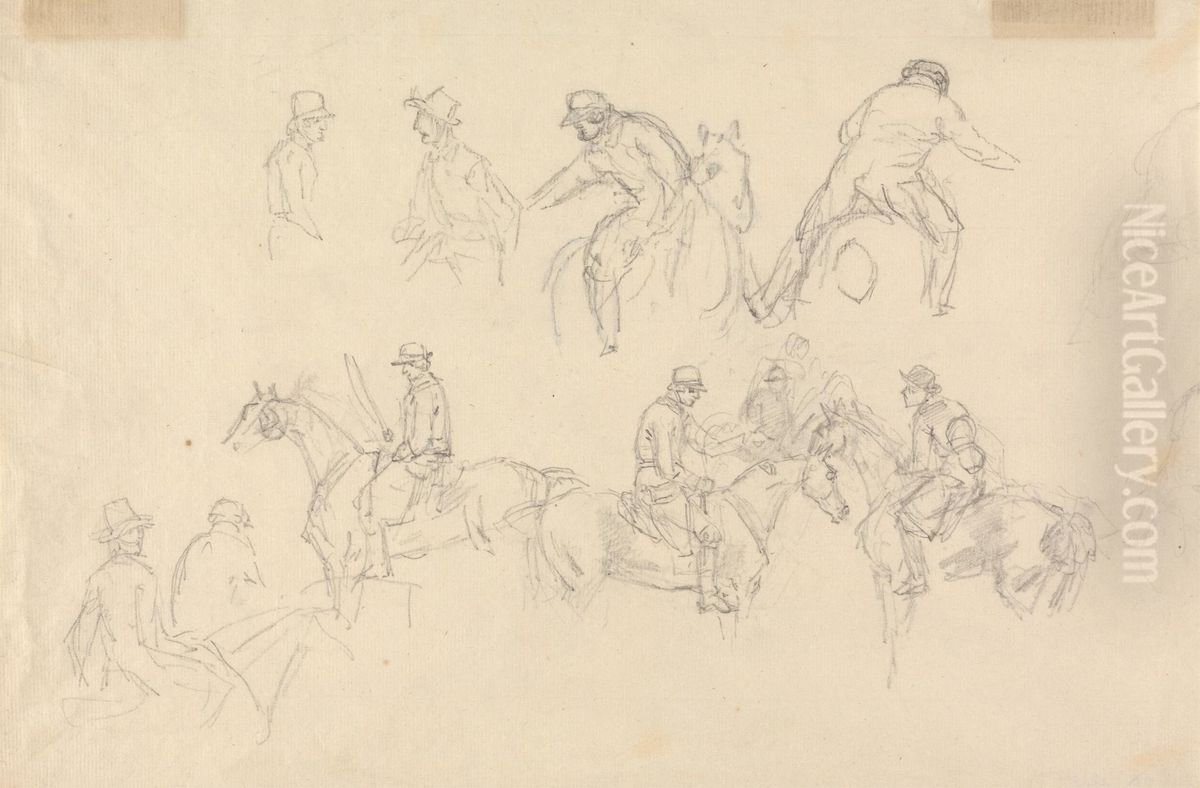 Studies of Figures on Horseback Oil Painting by Sawrey Gilpin