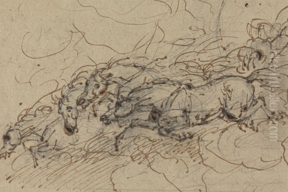 (?) a mythological study, possibly for Phaeton's Chariot Oil Painting by Sawrey Gilpin