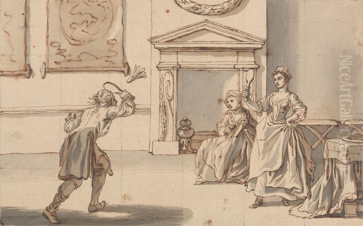 Battledore and Shuttlecock Oil Painting by Francis Hayman