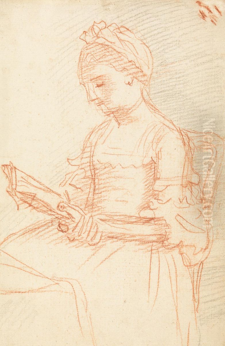 Seated Lady with Book Oil Painting by William Hoare