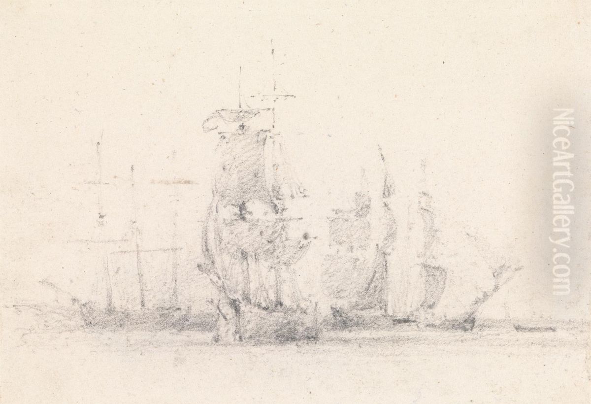 Study of Sailing Ships Oil Painting by George Jones