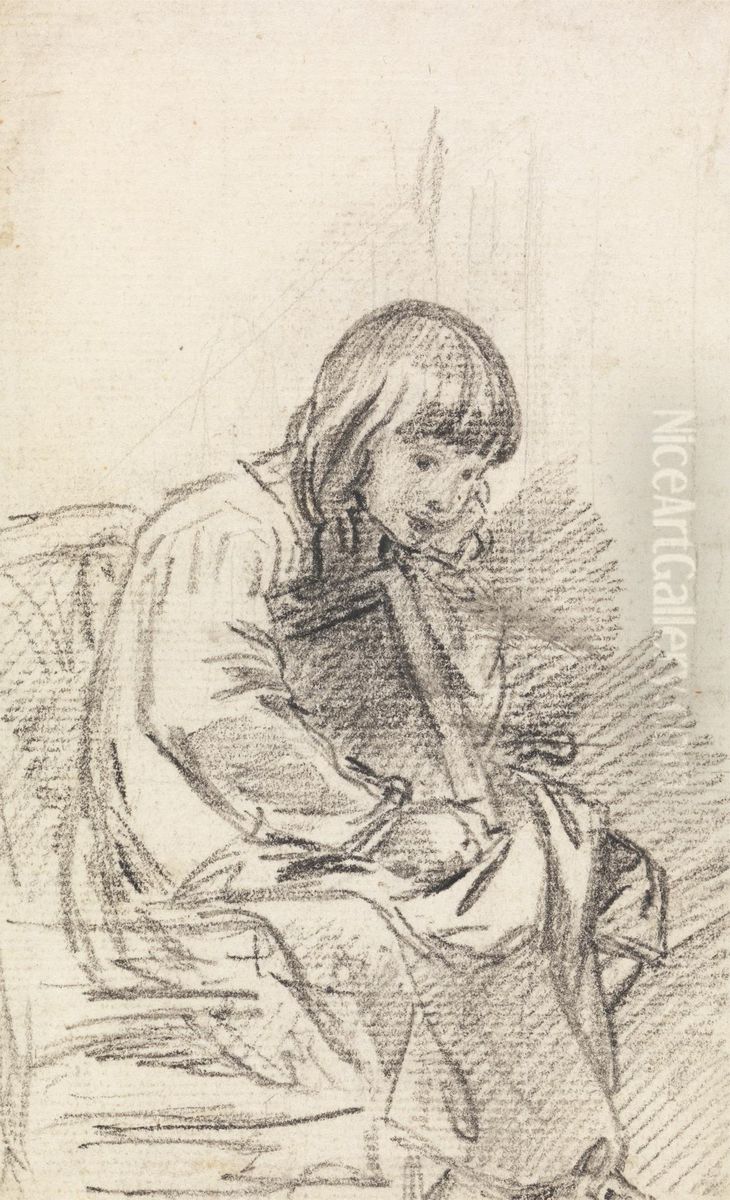 A Child Seated Oil Painting by Benjamin West