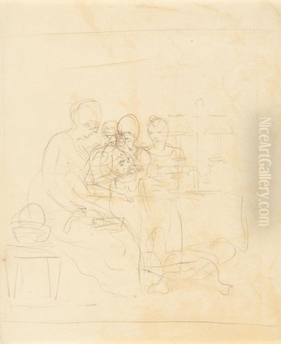 Sketch for a Family Group Oil Painting by Benjamin West