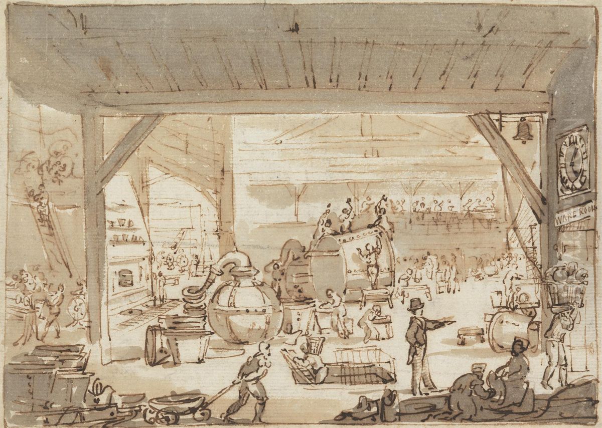 Interior of a Coppersmith's, Shoe Lane Oil Painting by Henry William Burgess