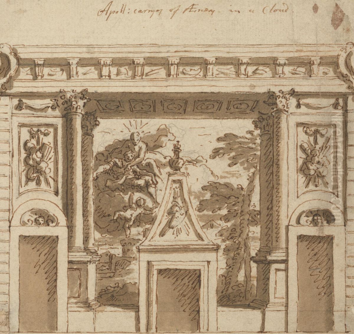 Apollo Carrying off Aeneas in a Cloud Oil Painting by James Thornhill