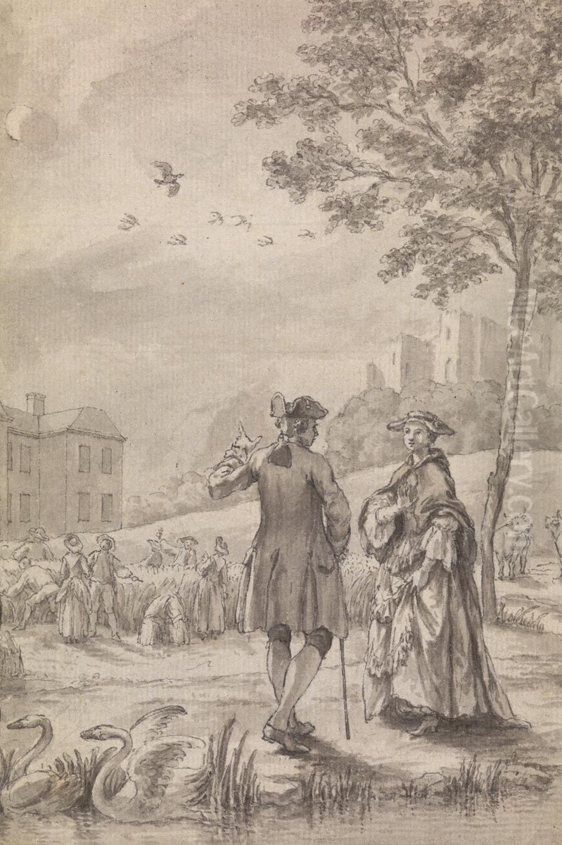 An Eclipse in Harvest Time Oil Painting by Samuel Wale