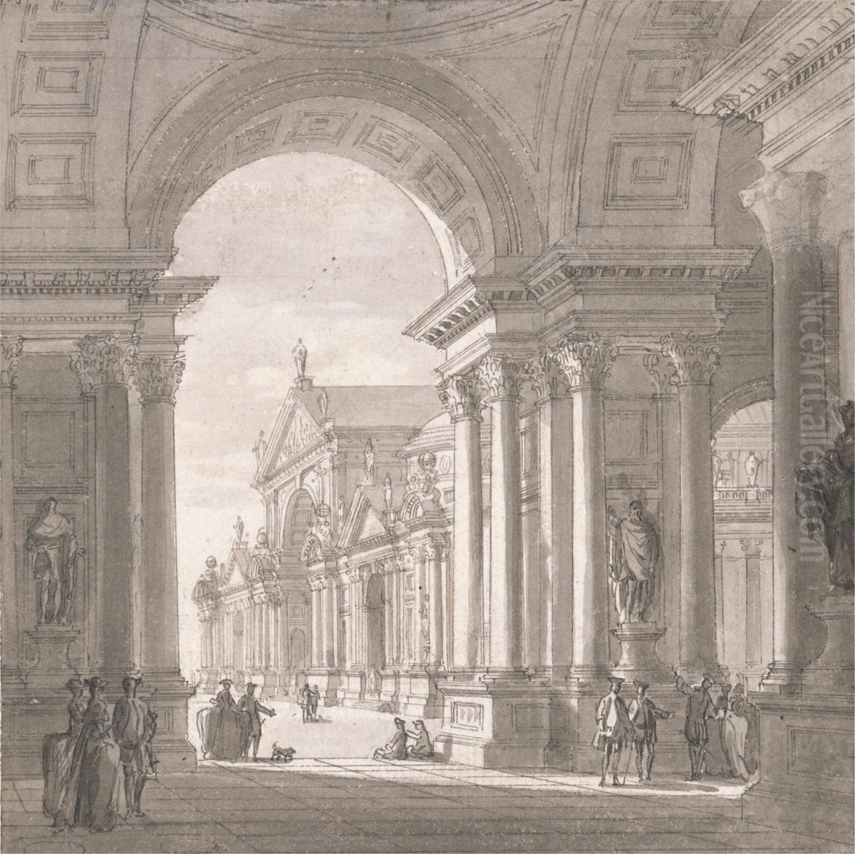 Receipt for a Set of Six London Views Oil Painting by Thomas Sandby