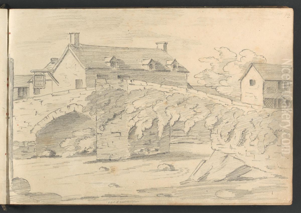 Part of Oakhampton Oil Painting by William Brockedon