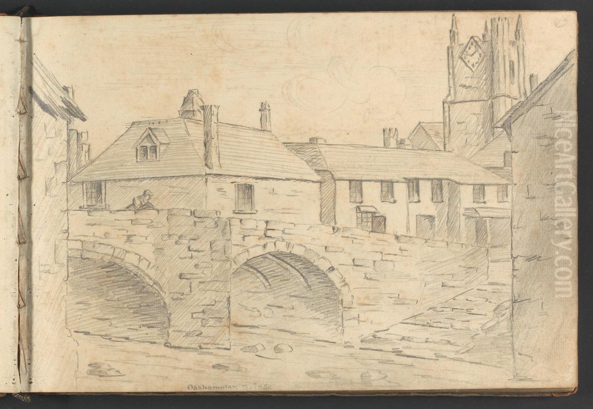 Oakhampton Bridge Oil Painting by William Brockedon