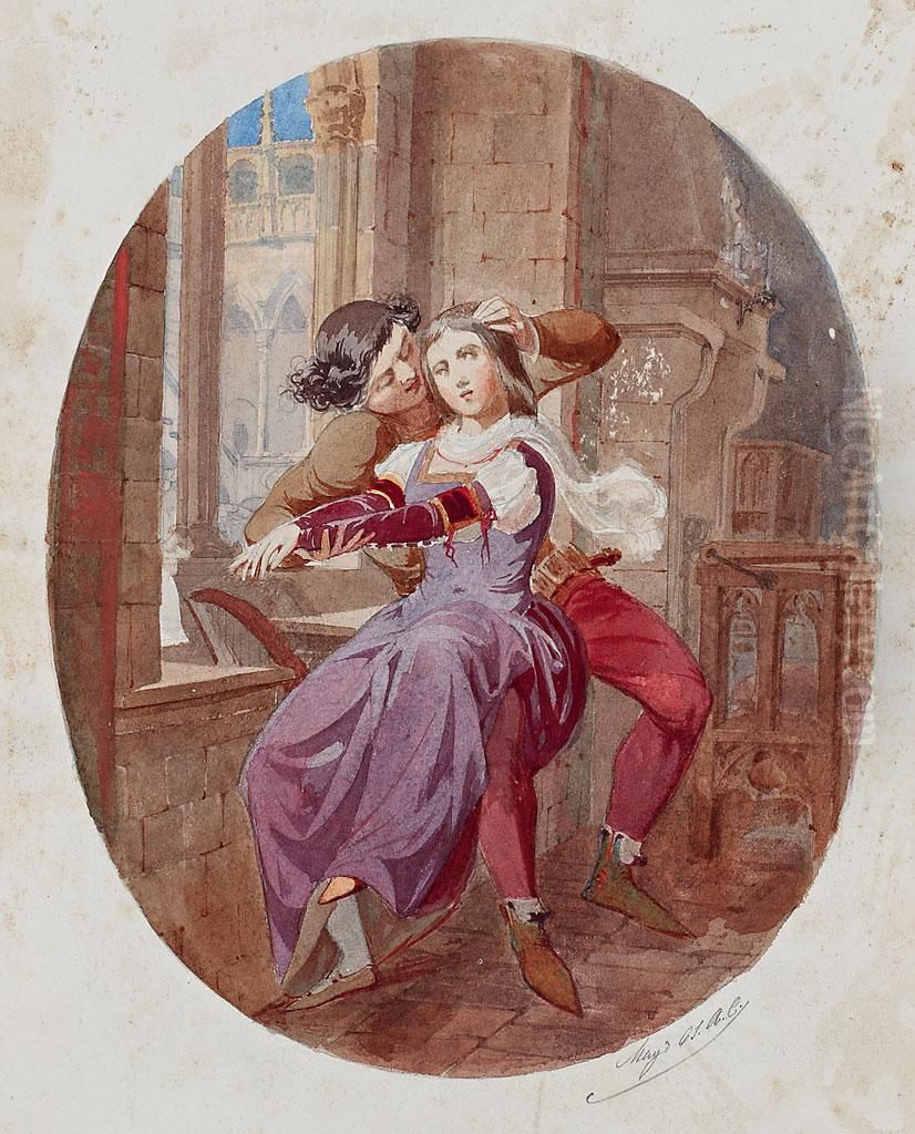 Escena Medieval Oil Painting by Antonio Caba y Casamitjana