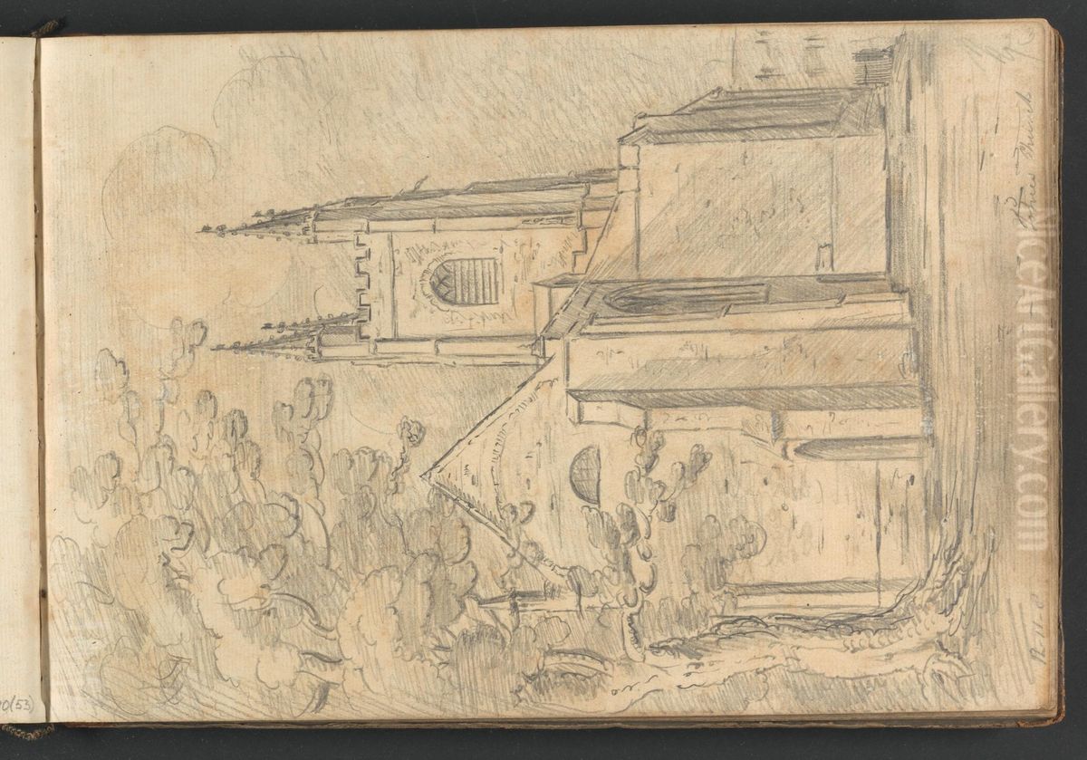 Totnes Church Oil Painting by William Brockedon