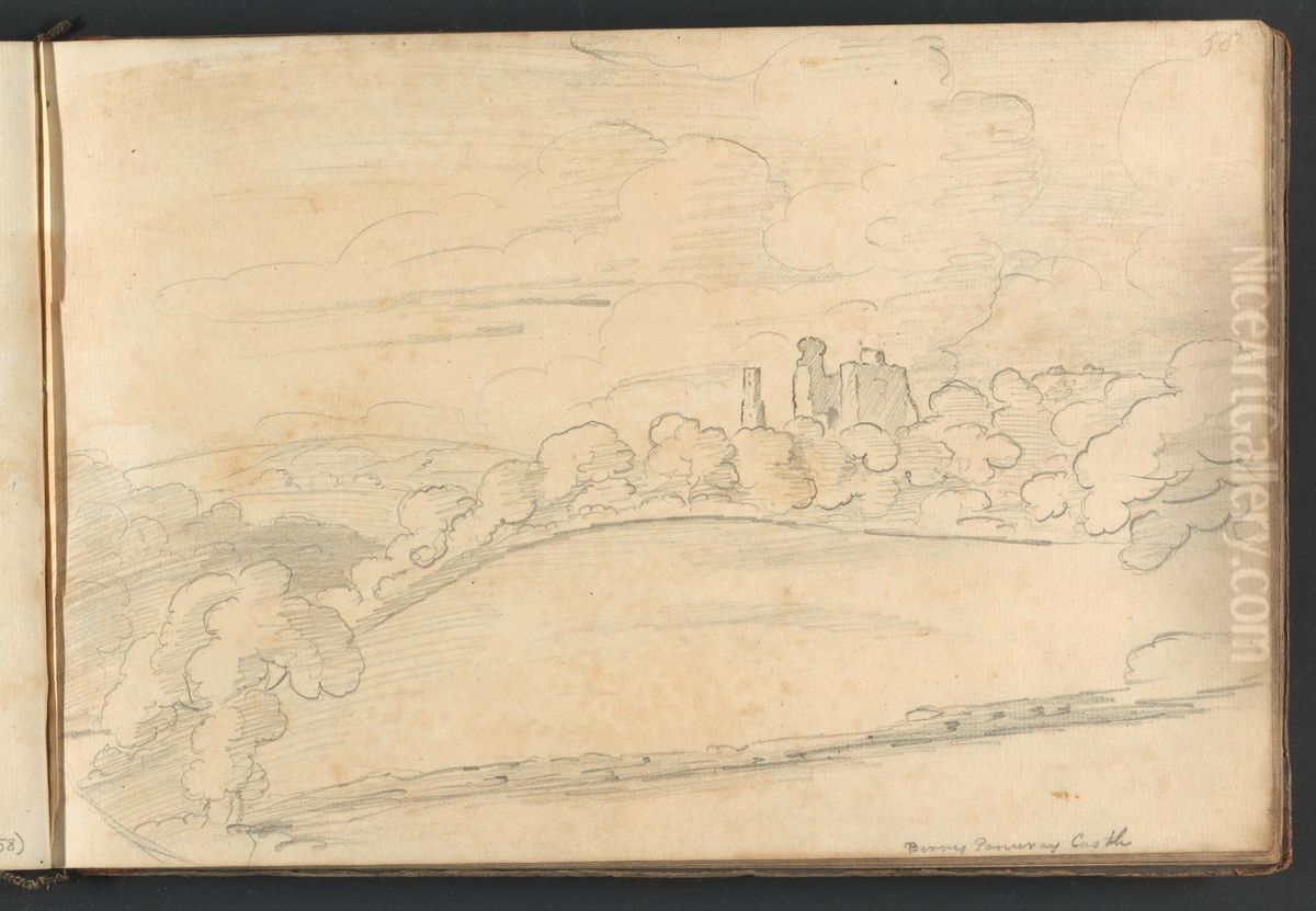 Berry Pomeroy Castle Oil Painting by William Brockedon