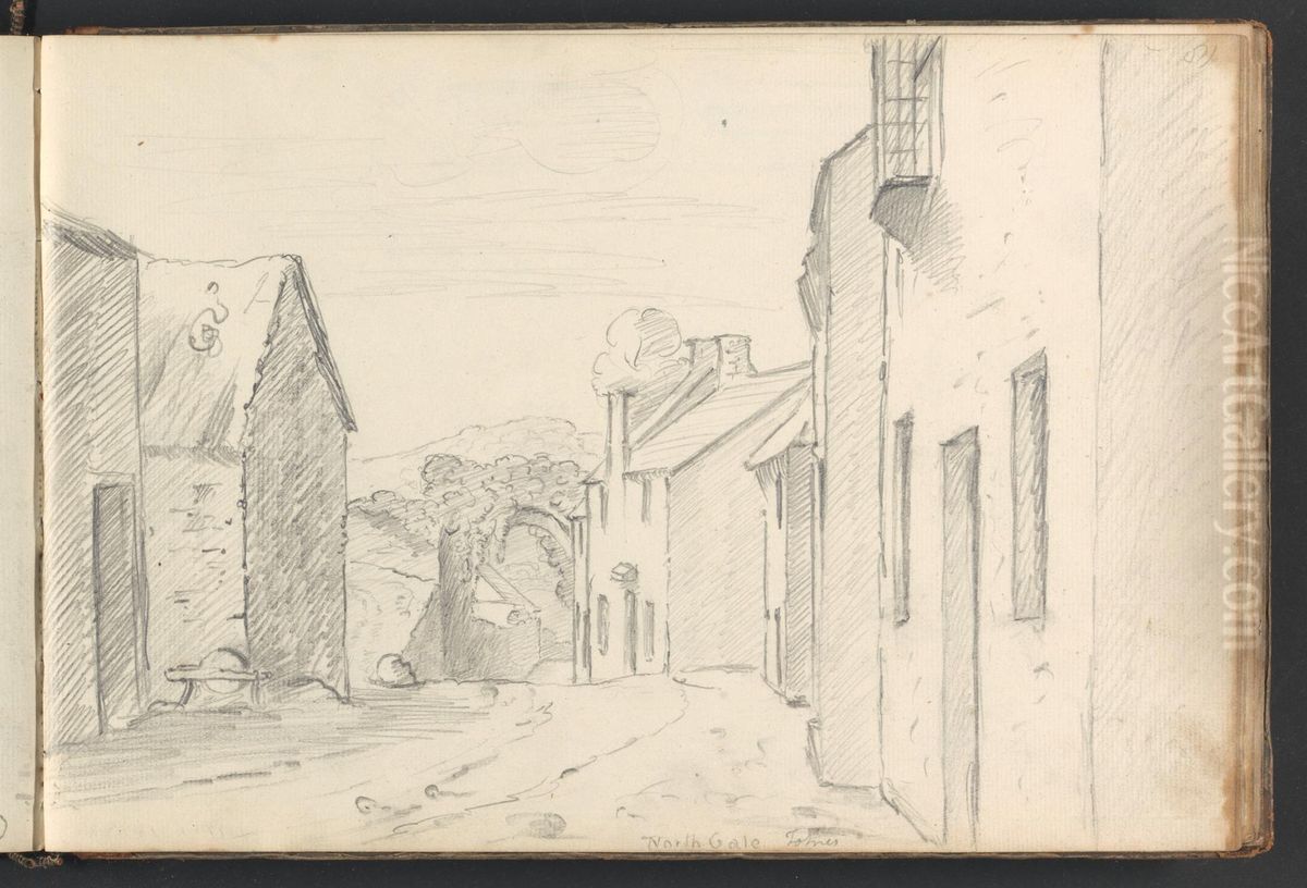 North Gate, Totnes Oil Painting by William Brockedon