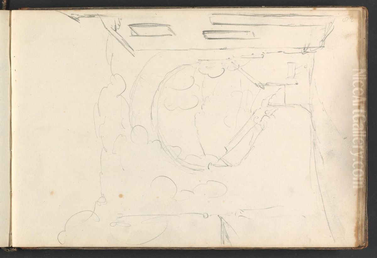 Sketch of a Street Scene with an Arch Oil Painting by William Brockedon