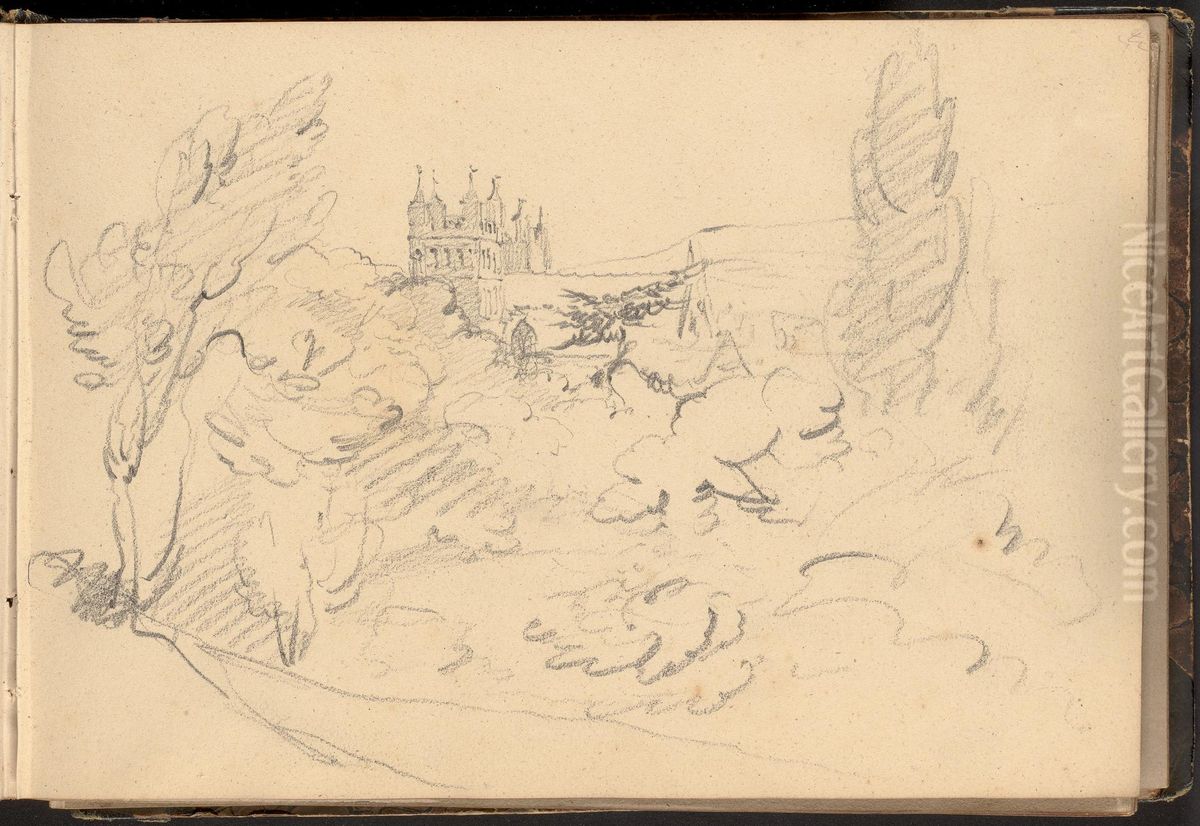 Landscape with Castle Oil Painting by William Brockedon