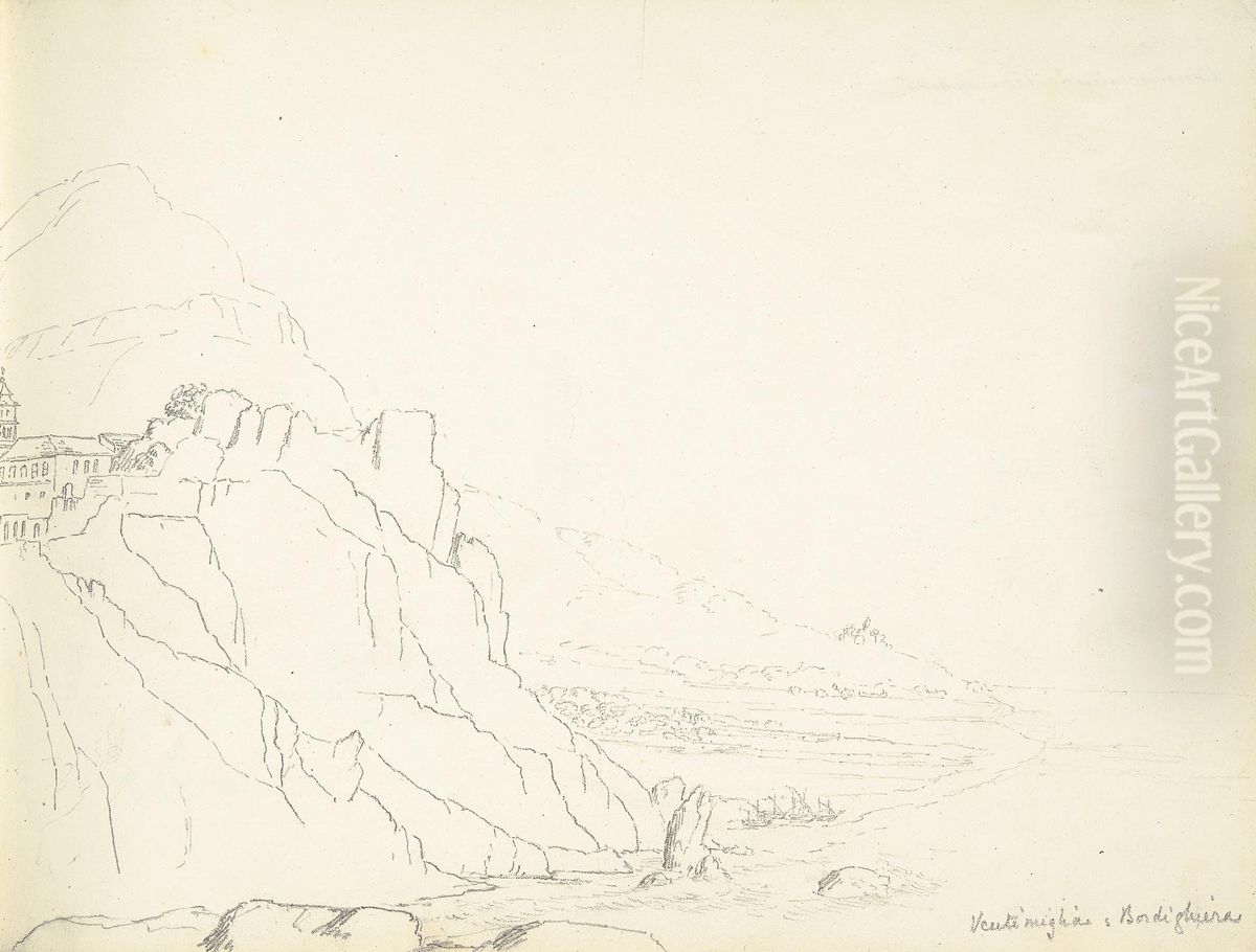 A View of Ventimiglia Bordighera Oil Painting by William Brockedon