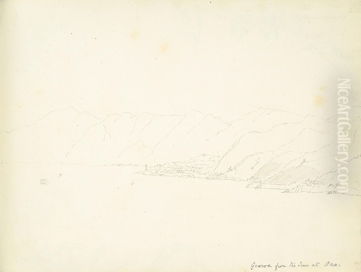 A Coastal View of Genoa Oil Painting by William Brockedon