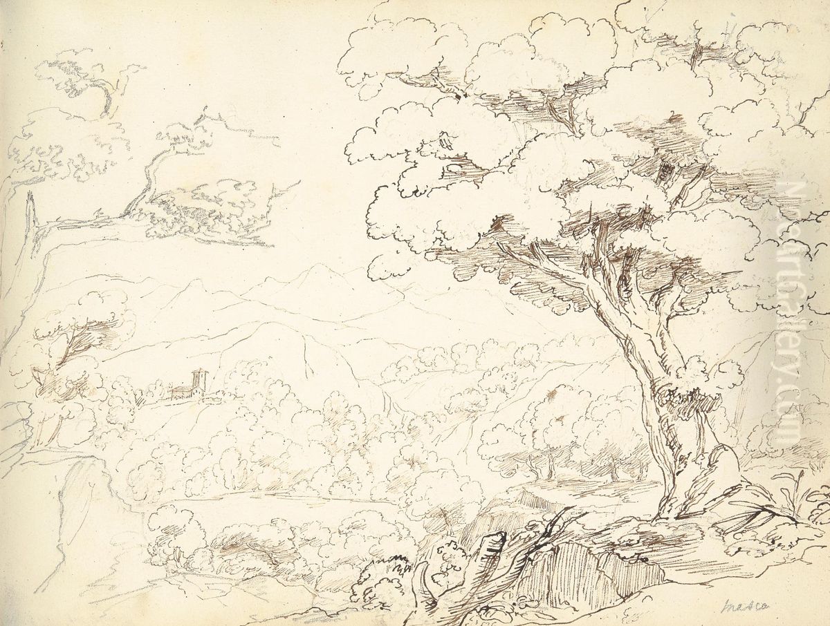 Landscape Scene Oil Painting by William Brockedon