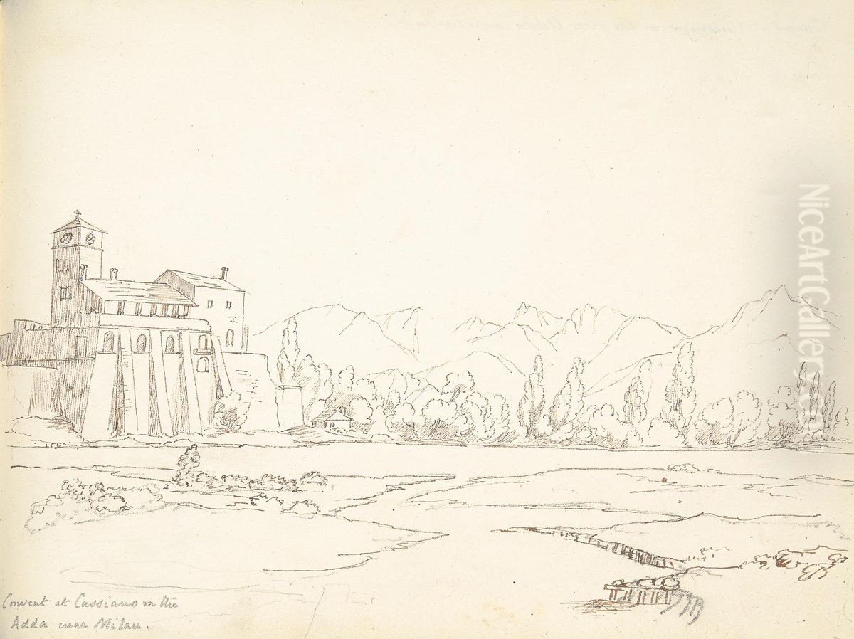 Convent near Milan Oil Painting by William Brockedon