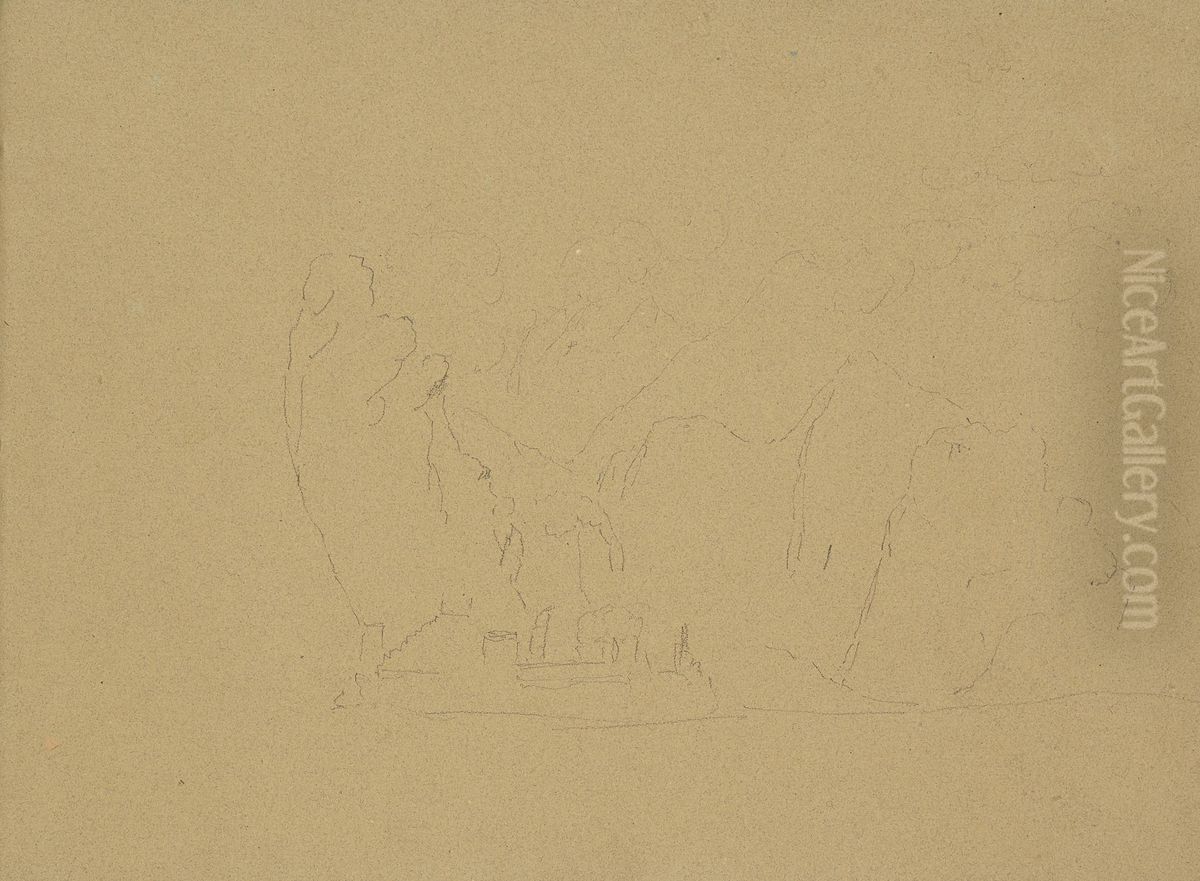 Sketch of Mountains Oil Painting by William Brockedon