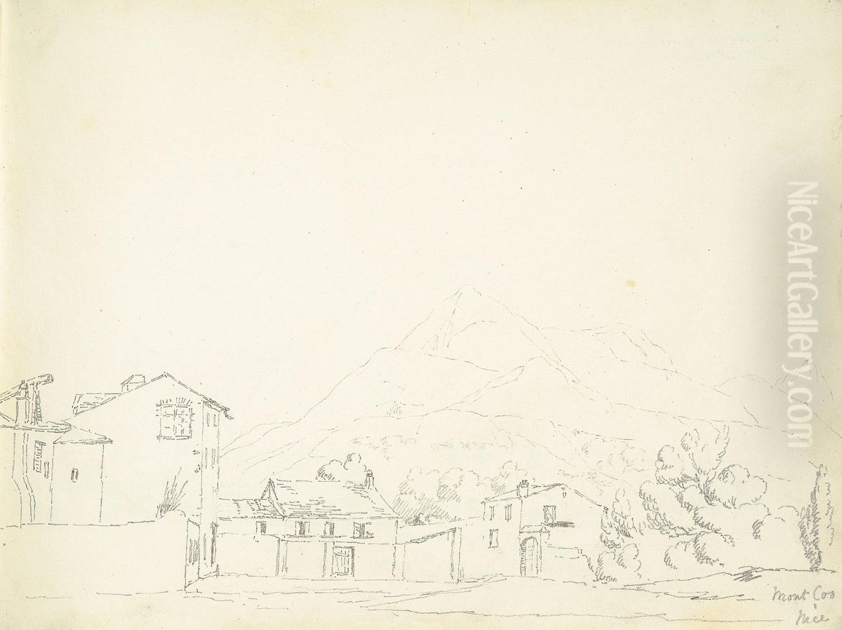 A View of Mount Coo with Building in the Foreground Oil Painting by William Brockedon