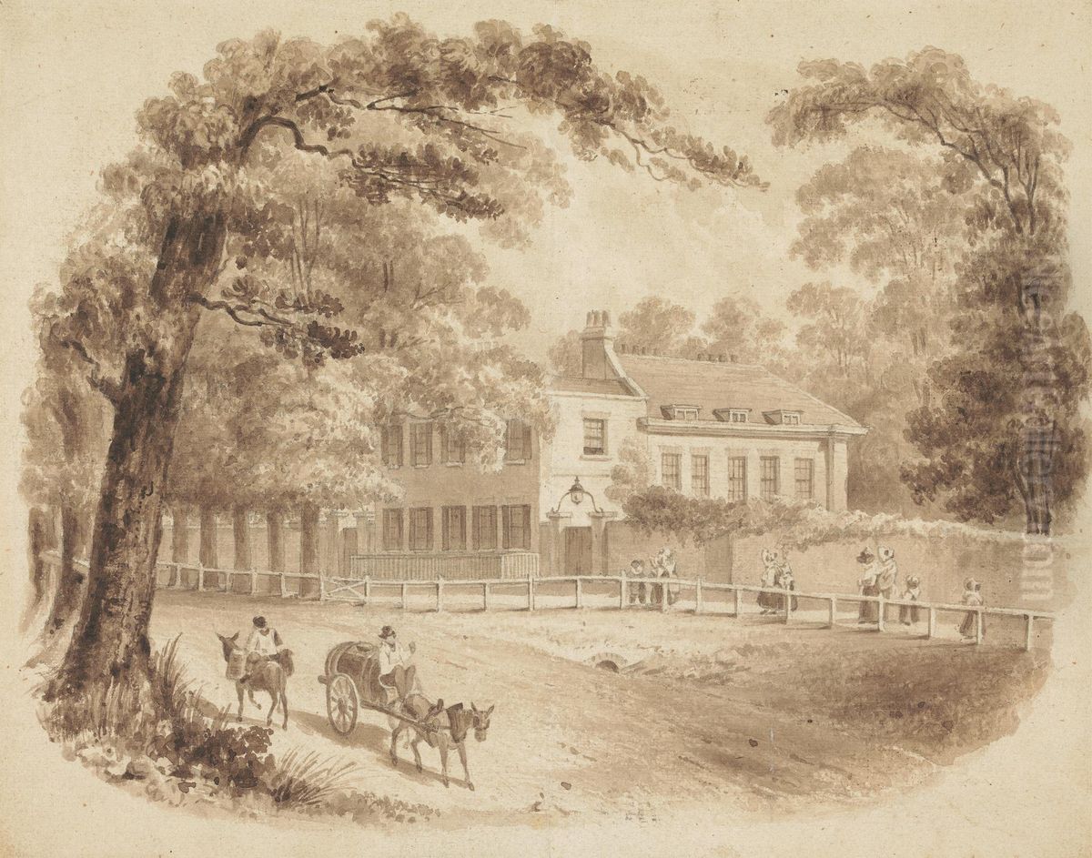 The Residence of George Stevens, F.R.S. Oil Painting by John Thomas Smith