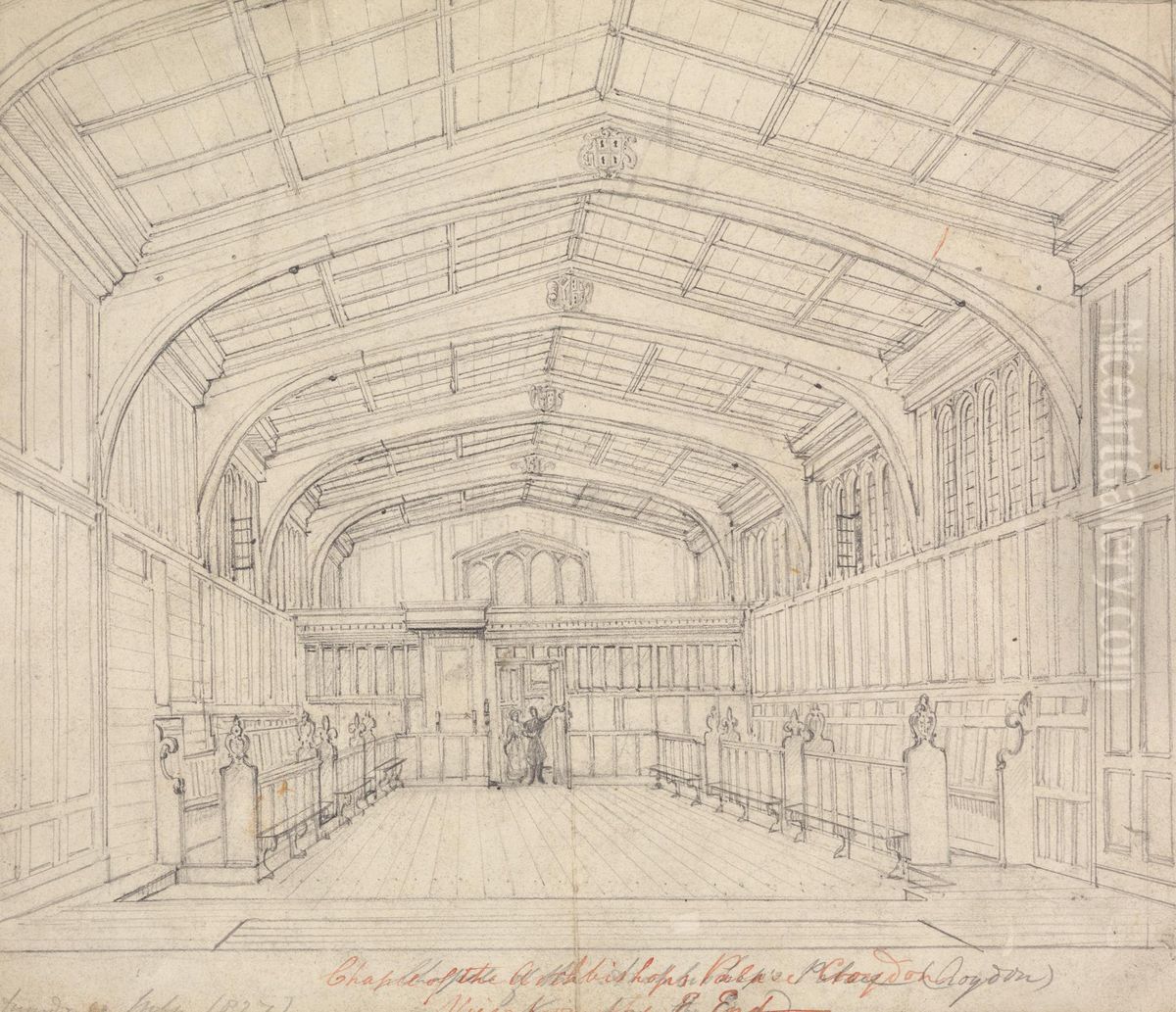 View from the East End Oil Painting by Augustus Pugin