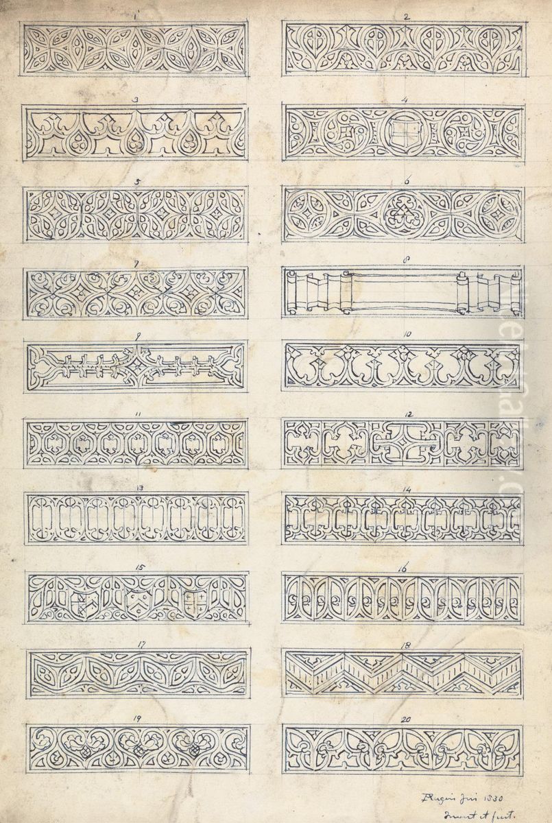 Twenty Designs for Gothic Friezes Oil Painting by Augustus Pugin