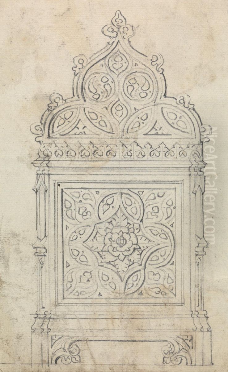 Design for Gothic Ornamentation Oil Painting by Augustus Pugin