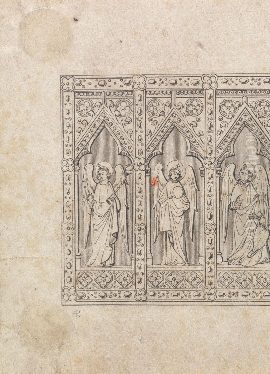 Design for a Gothic Church Altar and Organ Oil Painting by Augustus Pugin