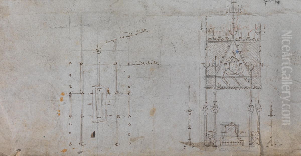 Design for a Gothic Canopy Oil Painting by Augustus Pugin