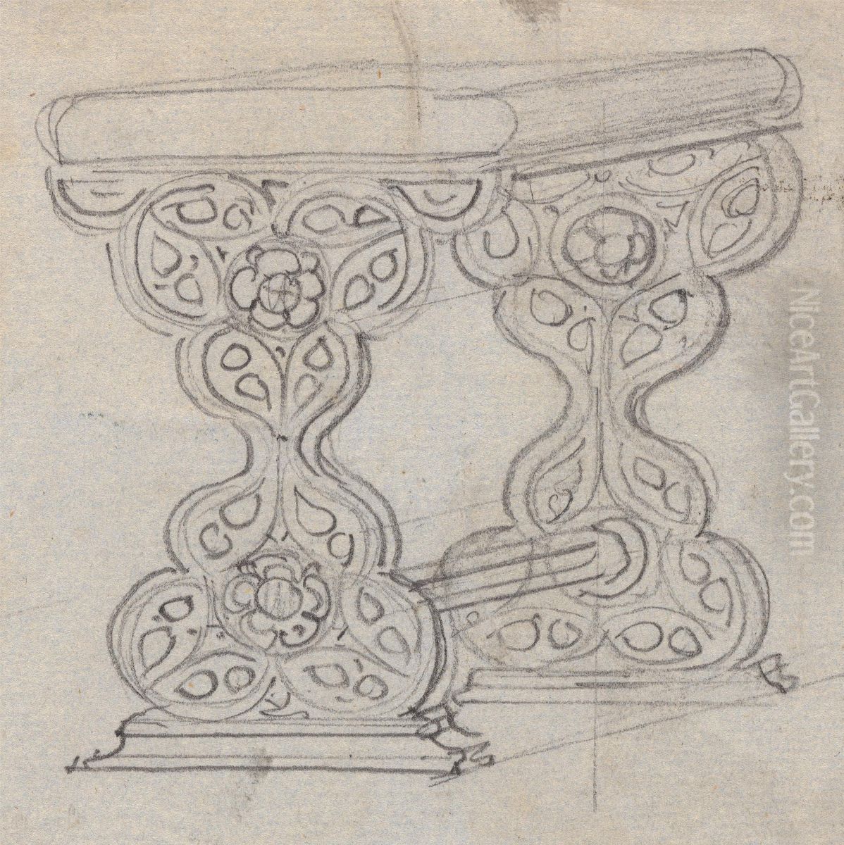 Design for a Gothic Table Oil Painting by Augustus Pugin