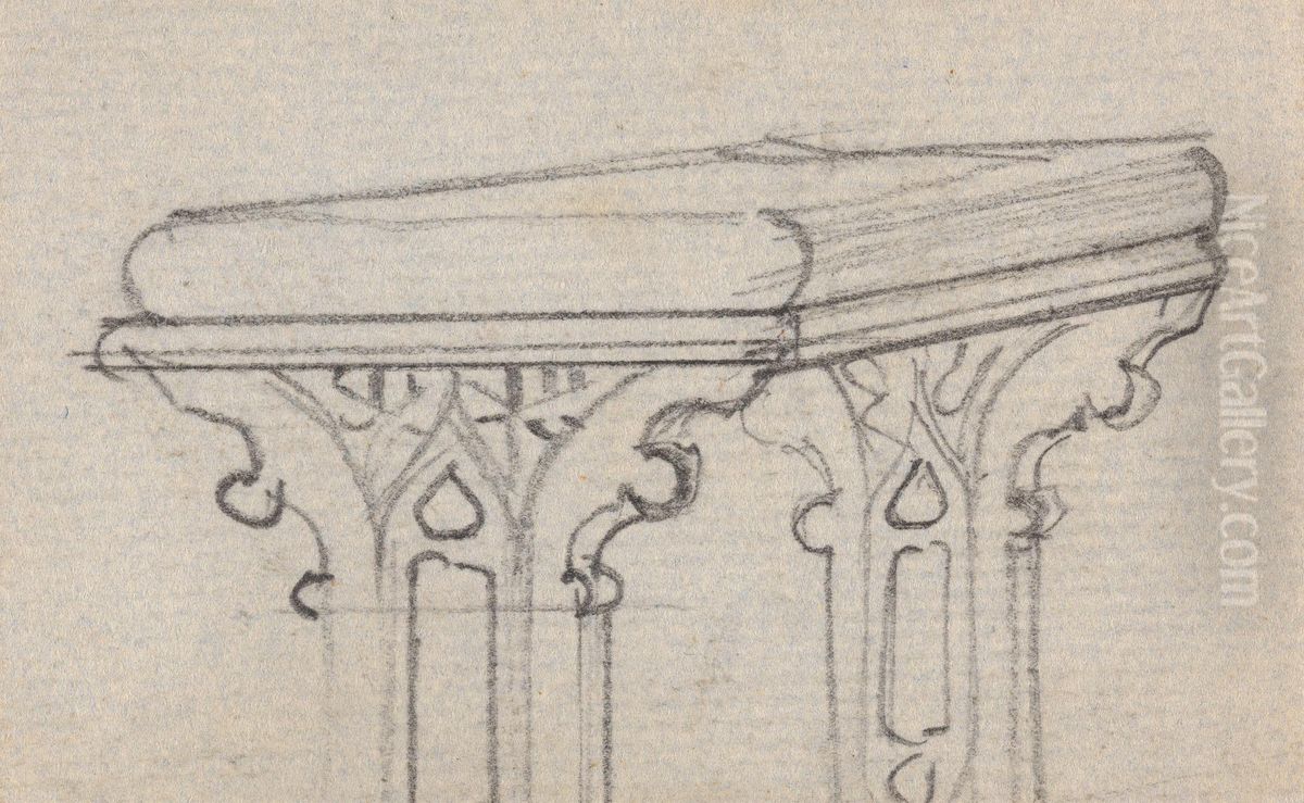 Fragment of a Design for a Gothic Table Oil Painting by Augustus Pugin
