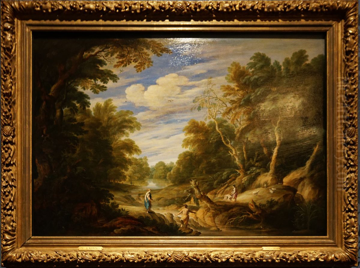 Forest landscape with figures Oil Painting by Alexander Keirincx